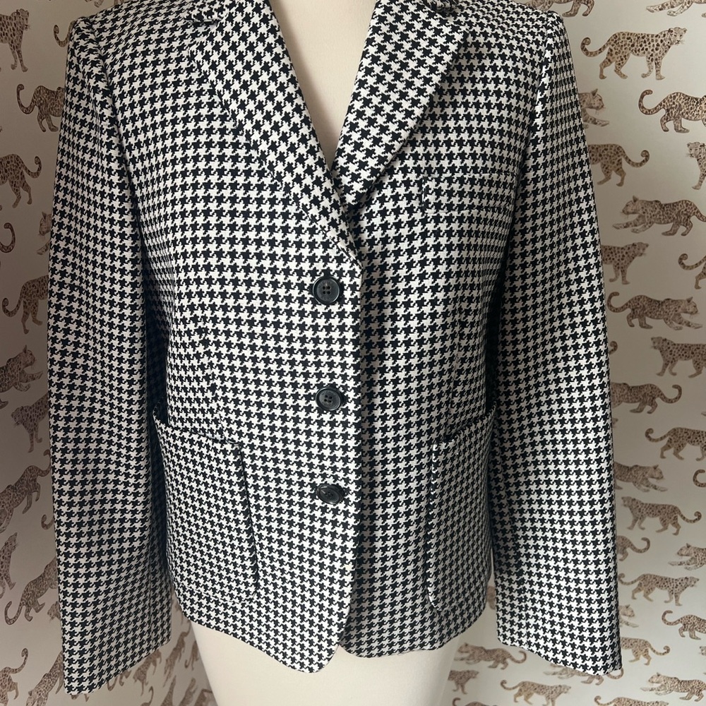 Michael Kors Collection Black and White Blazer with Notched Lapels